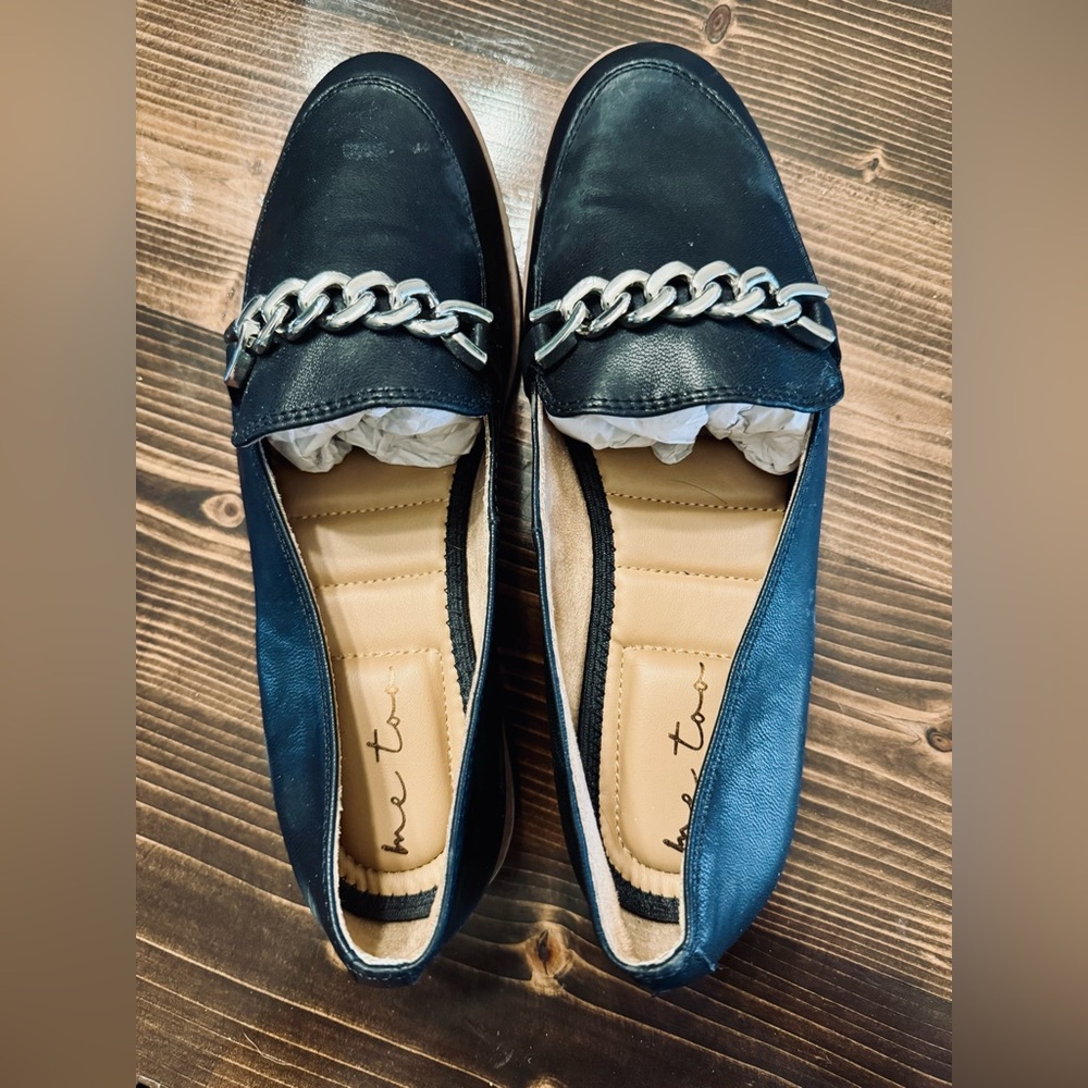 Me Too Black Loafers with Silver Chain Accent - Picture 4 of 5
